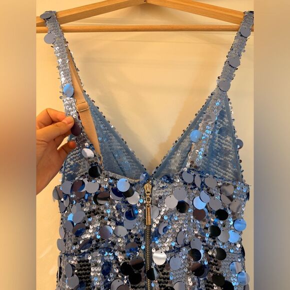 NWOT BRONX AND BANCO Allegra Ocean Blue Sequin Maxi Dress - Picture 11 of 16